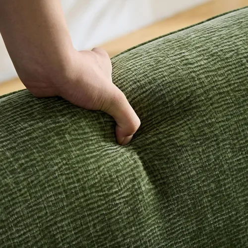 Vista 114 de JUSTONE Sofá de sala de estar curvado moderno de mediados de siglo de 101 pulgadas, sofá de tela Boucle de 4 asientos para dormitorio, oficina, beige