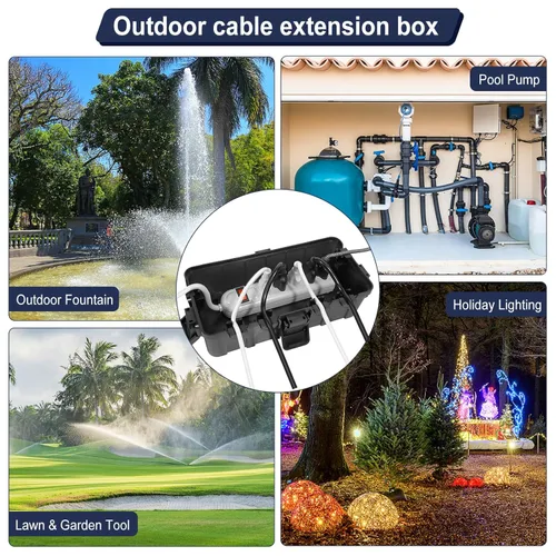 Vista 7 de Caja eléctrica mediana para exteriores (11.6 x 5.7 x 4.1 pulgadas), cubierta de cable de extensión impermeable IP54 con entrada de 6 cables, caja