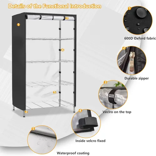 Vista 3 de Aacabo Cubierta de estante impermeable, cubierta de unidad de almacenamiento a prueba de polvo, cubierta protectora con cremallera, se adapta a