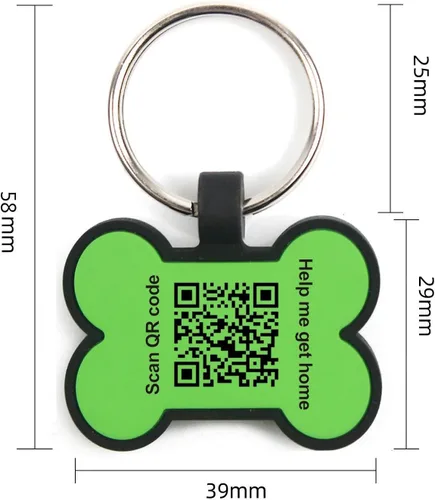 Vista 2 de Etiqueta para perro con código QR grabada para mascotas, etiqueta de nombre de perro personalizada de silicona silenciosa, etiqueta