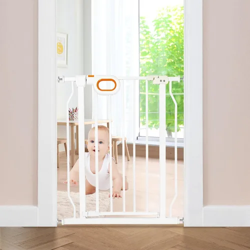Vista 11 de owlie Puerta para bebés de interior de 75 a 85 pulgadas, puerta de seguridad extra ancha para perros, puerta de escalera grande, puertas ajustables