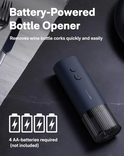 Vista 7 de HOTO Abrebotellas eléctrico, abridor automático de botellas con cortador de aluminio, descorcha más de 170 botellas, apertura instantánea de 10