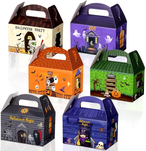 Vista 9 de TaoBary Juego de 24 cajas de dulces de Halloween, cajas de regalos de Halloween, cajas de regalos para regalos de cumpleaños, galletas