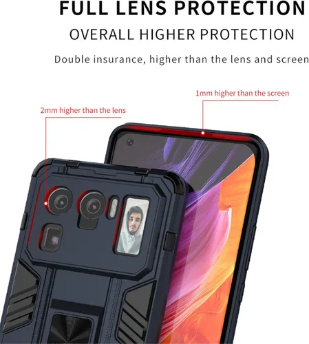 Vista 5 de Asuwish Funda de teléfono para Xiaomi Mi 11 Ultra 5G con protector de pantalla de vidrio templado y soporte delgado híbrido resistente con soporte
