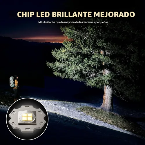 Vista 3 de BUCASA Paquete de 3 linternas recargables de alto lúmenes, linterna pequeña más brillante, linternas tácticas recargables potentes, linterna LED