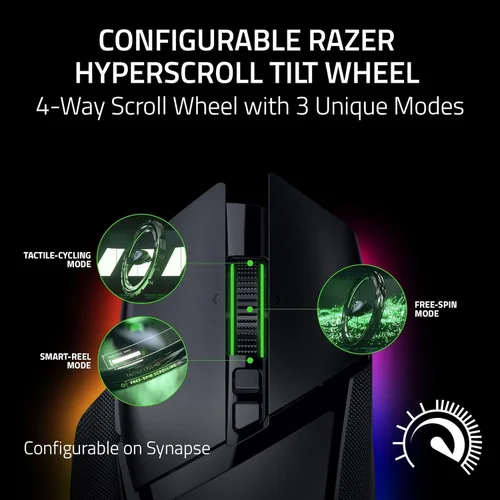 Vista 2 de Razer Basilisk V3 35K Ratón ergonómico con cable para juegos: rueda de inclinación HyperScroll - Sensor óptico de 35K DPI Gen 2-13 Controles