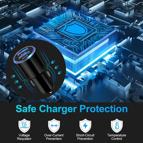 Vista 4 de Cargador de coche USB, 2 unidades de 4.8 A de carga rápida de doble puerto USB para iPhone 15 14 13 12 11 Pro Max SE XR X 8 7 6, iPad, Samsung