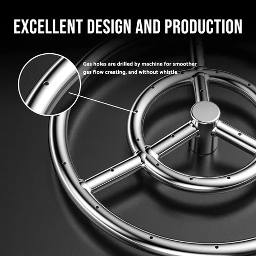 Vista 4 de Skyflame Anillo redondo para quemador de hoguera de 12 pulgadas, acero inoxidable 304