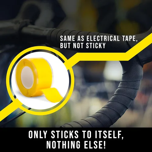 Vista 5 de Domain Cycling - Cinta de manillar de bicicleta - Cinta impermeabilizante de silicona autofusible - Rollo de 10 pies de cinta de manillar Negro