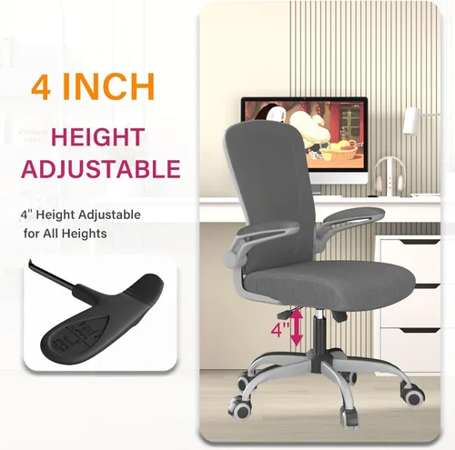 Vista 4 de Mimoglad BIFMA - Silla de oficina ergonómica con soporte lumbar ajustable, silla de computadora de malla de respaldo alto con reposabrazos