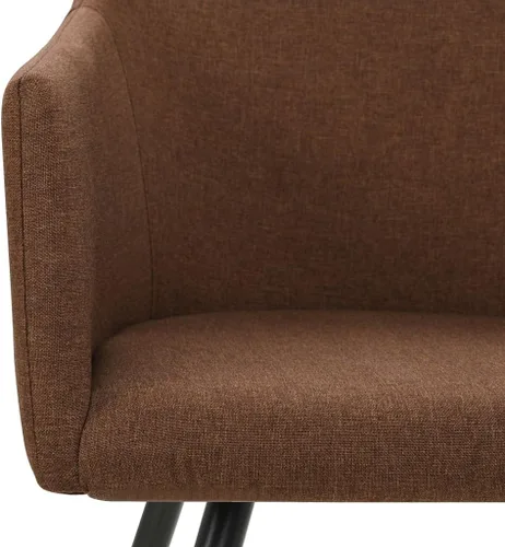 Vista 6 de Modern Dining Chairs Set of 4 Brown Fabric Upholstered Kitchen Chairs with Black Metal Frame for Dining Room and Kitchen Use