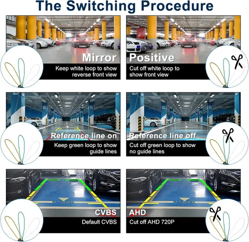 Vista 5 de Cámara de respaldo con marco de matrícula con 8 LED cámara de visión trasera 170° Ultra-HD visión nocturna impermeable cámara trasera