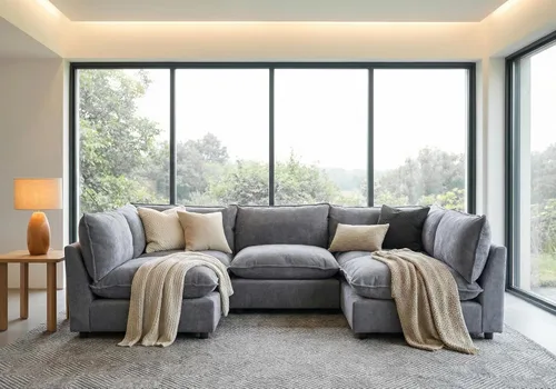 Vista 8 de Iroomy Sofá modular seccional, sofá de nube de gran tamaño - otomano - Beige Premium Chenille, Without Compress, Oversized, Cloud Comfort, Thick