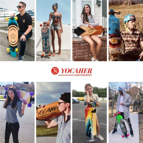 Vista 7 de Longboard Yocaher con diseño pintado para alta velocidad
