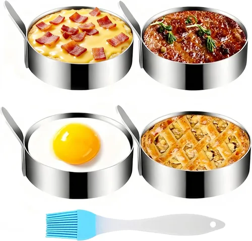 Vista 8 de Anillo de tortilla de acero inoxidable – 2 anillos de cocina antiadherentes de 8 pies para panqueques, tortillas, sándwich (grande)