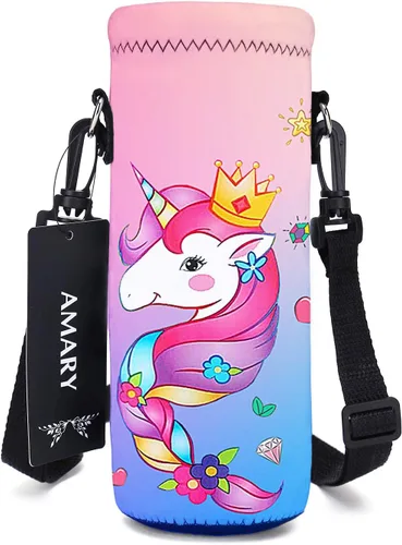 Vista 29 de AMARY Bolsa de neopreno para botella de agua de 33.8 fl oz con correa ajustable para el hombro, cubierta aislada para botellas de acero Aves