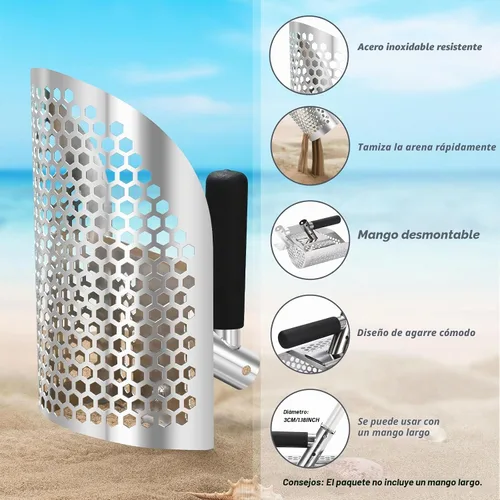 Vista 3 de GADFISH Pala de Arena para Detección de Metales, Pala de Arena para Detectores de Metales de Playa de Servicio Pesado, Herramienta de Detección