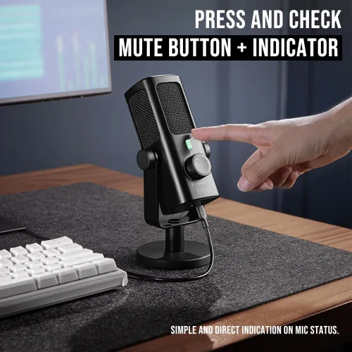 Vista 7 de FIFINE Micrófono de condensador USB para grabación de estudio/transmisión de computadora, micrófono de metal de escritorio para creación vocal