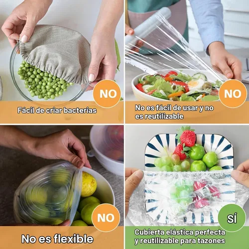 Vista 4 de Sukh - 100 fundas reutilizables para tazones, de plástico grueso y resistente, tamaño grande