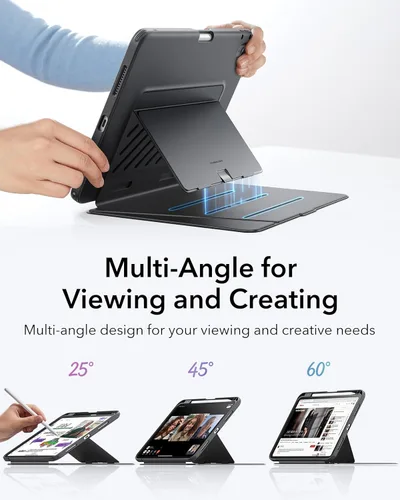 Vista 4 de ESR Funda para iPad A16, funda para iPad de 11ª/10ª generación (2025/2022), cubierta vertical con soporte, múltiples ángulos de soporte, funda ultra