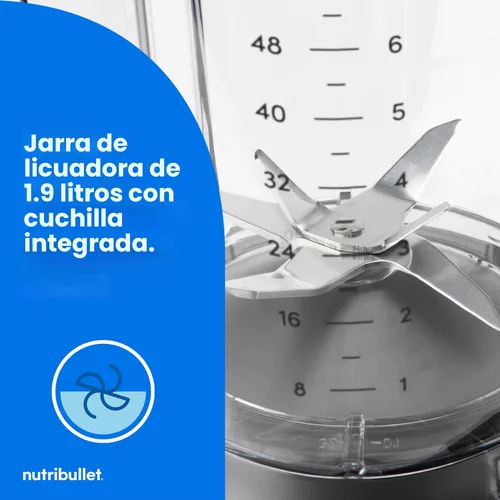 Vista 7 de Combo de batidora nutribullet® SmartSense, 1400W, jarra de 64 onzas, tazas de 32 onzas y 24 onzas, 5 velocidades, batidos, hielo y frutas Gris