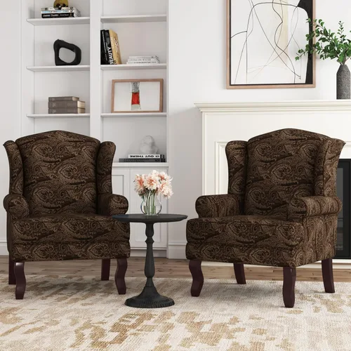 Vista 9 de Silla decorativa, sillón tapizado con respaldo alto con esponja de alta resistencia y patas de madera, sillas individuales modernas y cómodas
