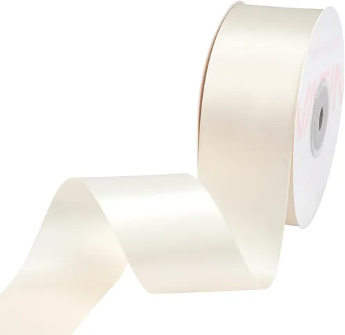 Vista 13 de VATIN - Cinta de satén de doble cara beige de 1/4", 25 yardas continuas, cinta de poliéster beige para ramo de lazos, envoltura de regalos, arreglo
