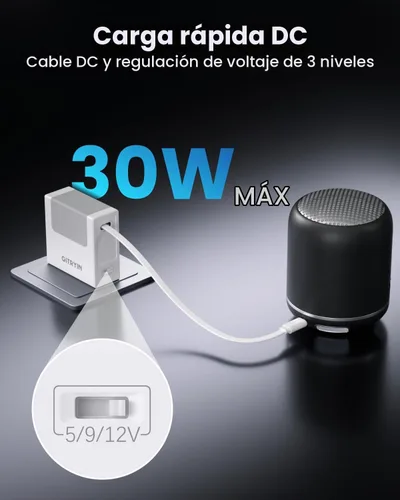 Vista 3 de Gitryin - Cargador de pared USB retráctil GaN de 40 W, cable tipo C de 33.5 pulgadas, 2 USB C