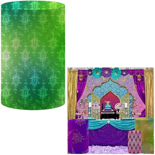 Vista 15 de NIVIUS PHOTO Cubierta cilíndrica de la India Bollywood para decoración de fiesta, elástica, elástica, elastano, pedestal NO-1399