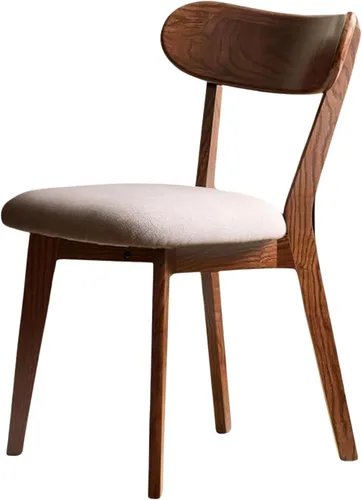 Vista 10 de Sillas de comedor 100% de madera de roble macizo, sillas de comedor modernas de mediados de siglo con respaldo redondeado, sillas de cocina, juego