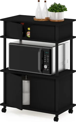 Vista 10 de Furinno Turn-N-Tube - Carrito de almacenamiento de cocina de 4 niveles sin herramientas, pino ámbar/negro