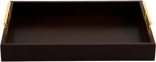Vista 4 de JJSQYLAN Bandeja de madera para servir con asas, bandeja rectangular de desayuno para mesa de café, bandeja otomana decorativa de 16 x 12 pulgadas