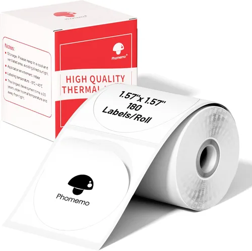 Vista 10 de Phomemo Etiquetas Circulares Adhesivas- 2.36"x 2.36"(60x60mm) Etiqueta Térmica para M221/M220/M200, para Código de Blanco