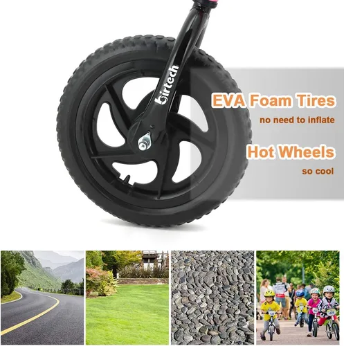 Vista 5 de Birtech Bicicleta de equilibrio para niños de 2, 3, 4, 5 años, bicicleta de equilibrio para niños de 12 pulgadas, juguetes para interiores