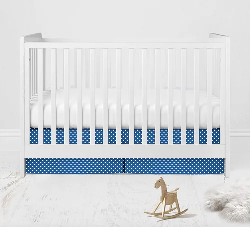 Vista 17 de Bacati - Falda de cama Mix N Match Pin Dots para cuna/niños pequeños con volantes de polvo (rojo)