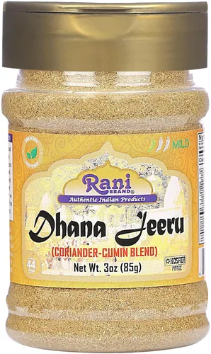 Rani Dhana-Jeeru (mezcla de cilantro y comino 50-50) en polvo de 3 onzas (3.00 oz) tarro de PET ~ Todo natural | Sin sal | Vegano | Apto para gluten