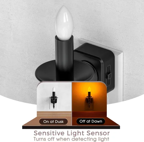 Vista 5 de Briignite Luces Nocturnas de Velas Sin Llama que se Enchufan a la Pared, Luz Nocturna LED Ámbar con Sensor de Anochecer a Amanecer, 0-100LM