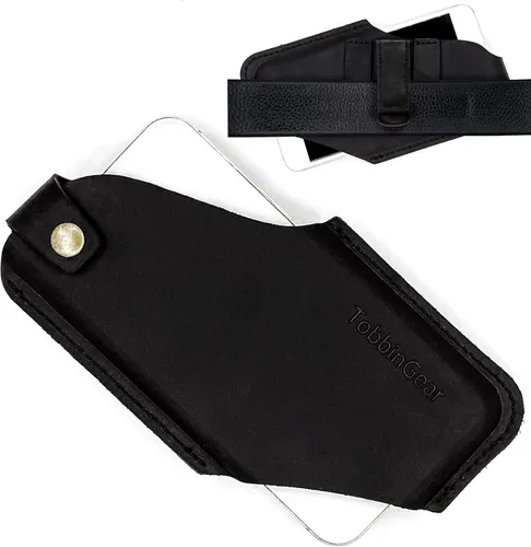 Vista 10 de TobbinGear Funda de cuero para teléfono móvil con clip para cinturón, bolsa de cinturón de cuero, funda universal para teléfono en el cinturón