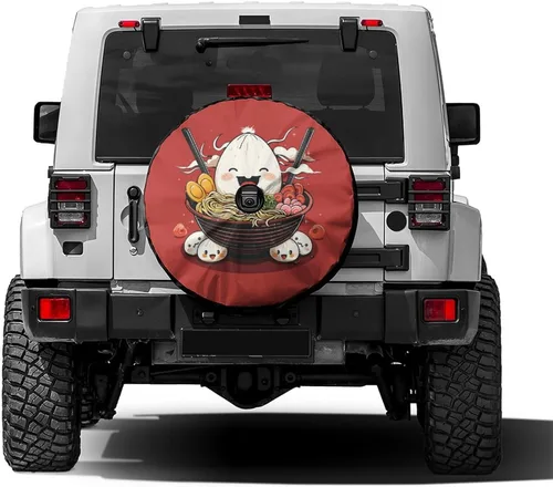 Vista 30 de Dujiea - Cubierta de neumático de repuesto con cabeza de gato en llamas, con orificio para cámara de respaldo, cubierta universal para ruedas