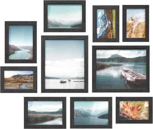 SONGMICS - Marcos para fotos, paquete de 10 marcos de collage con dos de 8 x 10 pulgadas, cuatro de 5 x 7 pulgadas, cuatro de 4 x 6 pulgadas, juego