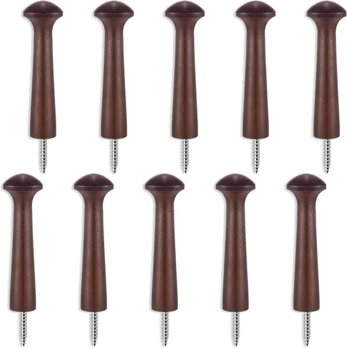 10 piezas de clavijas de madera para coctelera con tornillos de 3.62 pulgadas de largo, estantes de madera sin acabar para colgar ropa, sombreros,