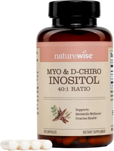 NatureWise Suplemento de mio-inositol y D-Chiro inositol para mujeres - Suplementos de fertilidad para mujeres - Proporción ideal 40:1 - Myo