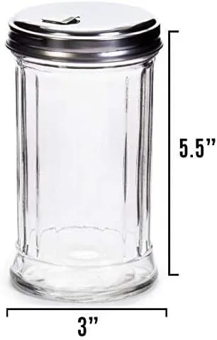 Vista 2 de Dispensador de azúcar estilo retro, vertidor/agitador, tarro de vidrio con tapa de acero inoxidable, 12 onzas