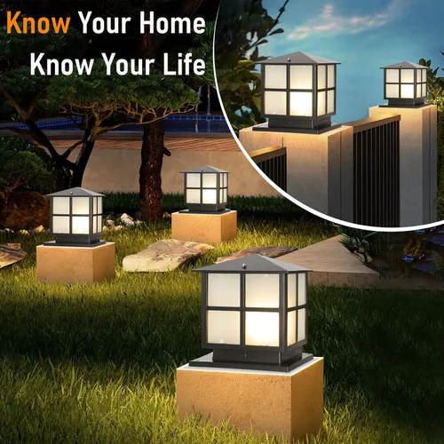 Vista 3 de SLAWA Luces de poste para exteriores, modernas luces de columna para entrada al aire libre con carcasa de aluminio, luces de pilar de patio al aire