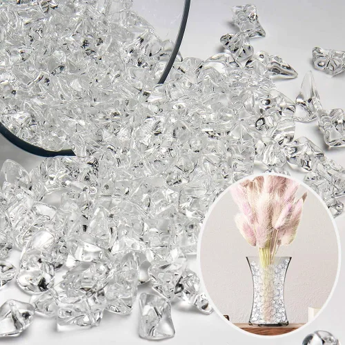 Relleno de jarrón, piedras acrílicas, cubos de hielo triturados, diamantes para decoraciones de bodas y eventos, cuentas de gel de agua transparente