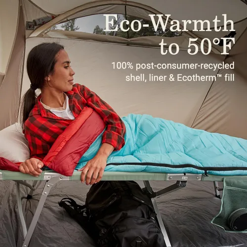 Vista 10 de Coleman Flatlands 30/40/50°F Sleeping Bag, Made from 100% Recycled Material, Big & Tall Options, Cool-Weather Sleeping Bag for Camping, Sleepovers
