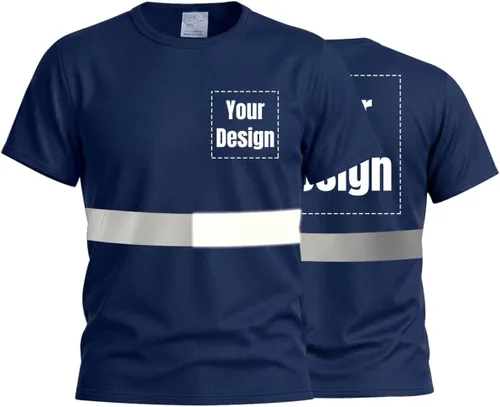 Vista 25 de Camisetas reflectantes de seguridad de alta visibilidad personalizan su logotipo