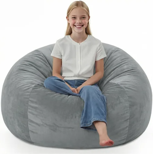 Vista 22 de Puf de 5 pies, puf grande con relleno de espuma viscoelástica, sofá puff esponjoso con funda de terciopelo holandés, puf redondo para sala de estar