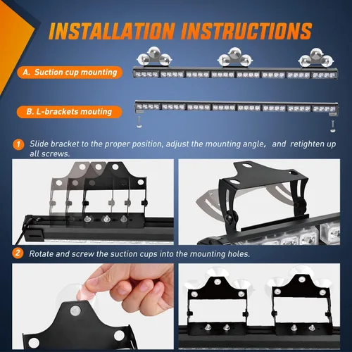Vista 5 de Nilight - Barra de luz estroboscópica de emergencia para asesor de tráfico, 35 pulgadas, 32 LED, 21 patrones de flash, luces de advertencia