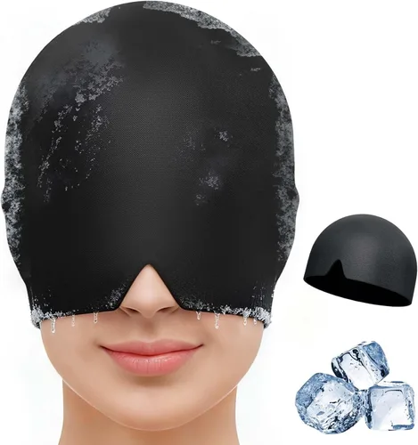 Gorro para aliviar la migraña, 30% más grueso, 2 paquetes de hielo de gel refrescante para la cabeza para migraña, resaca, regalos para el dolor